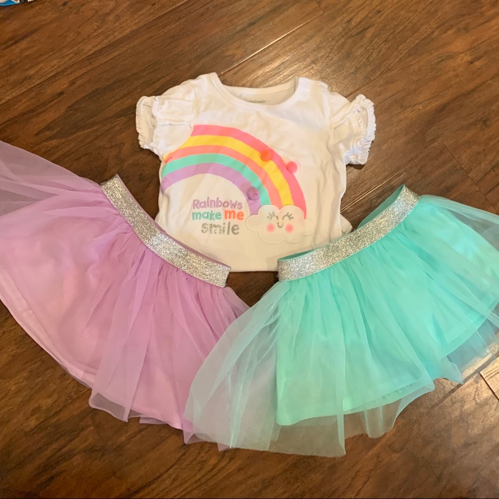 Girl 12-18 month tutus (2) and onesie